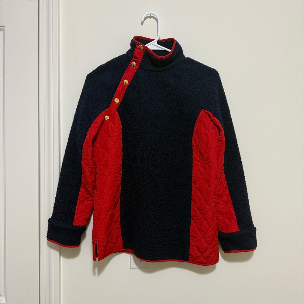 Sail to Sable Red and Navy Quilted Pullover
